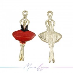 Dancer Charms Enamelled Brass Pendant Red 13.2x29.6mm