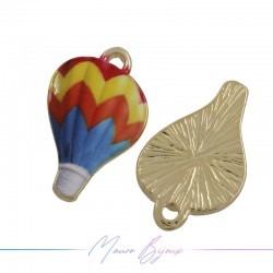 Hot Air Balloon Charms Enamelled Brass Pendant Orange 13.3x21mm