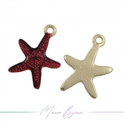 Starfish Charms Enamelled Brass Pendant Crimson 14.6x20.4mm