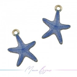 Ciondoli in Ottone Smaltati Stella Marina Blu 14.6x20.4mm