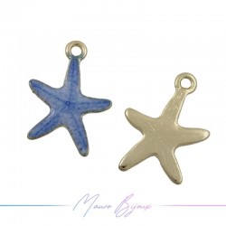 Starfish Charms Enamelled Brass Pendant Blue 14.6x20.4mm