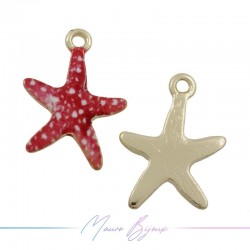 Starfish Charms Enamelled Brass Pendant Red 14.6x20.4mm