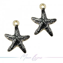 Ciondoli in Ottone Smaltati Stella Marina Nero 14.6x20.4mm