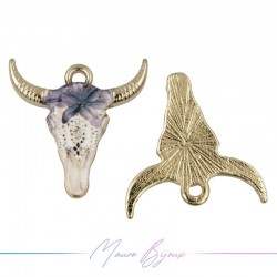 Bull Charms Enamelled Brass Pendant Blue 21.9x22.2mm