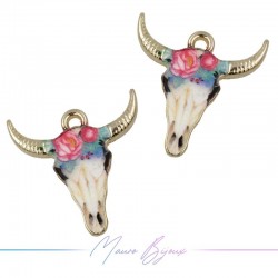 Bull Charms Enamelled Brass Pendant Fuchsia 21.9x22.2mm Bull Charms Enamelled Brass Pendant Fuchsia 21.9x22.2mm
