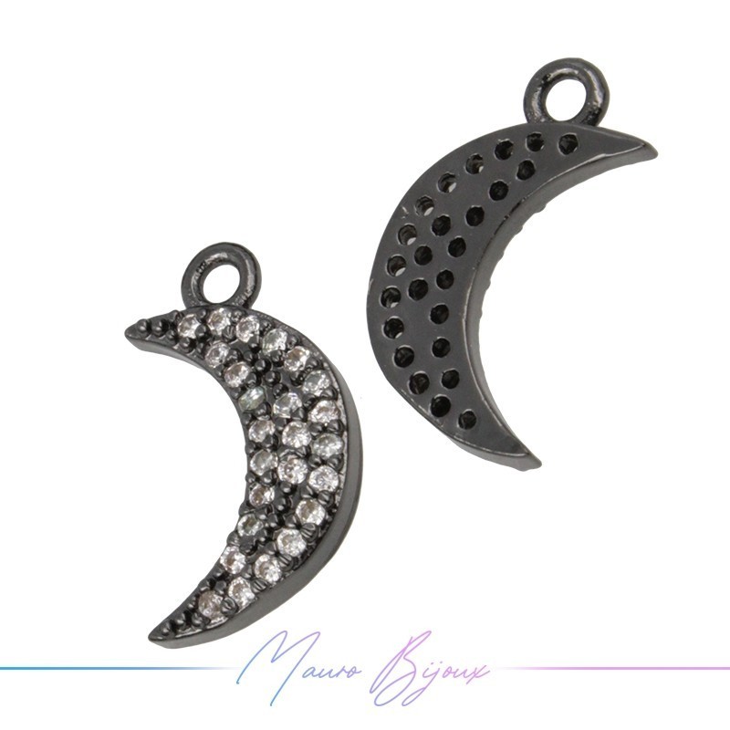 Ciondoli a Mezza Luna in Ottone con Zirconi Canna Fucile 8x13.8mm
