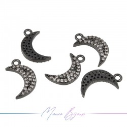 Ciondoli a Mezza Luna in Ottone con Zirconi Canna Fucile 8x13.8mm