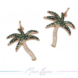 Ciondoli a Albero di Coco in Ottone con Zirconi Oro Rosa 23.5x17.2mm
