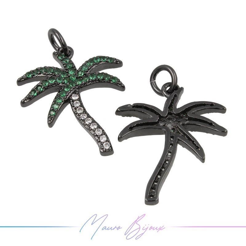 Ciondoli a Albero di Coco in Ottone con Zirconi Canna Fucile 23.5x17.2mm