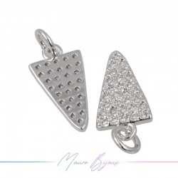 Charms Triangle Zircon Brass Pendant Silver 16.4x8.7mm