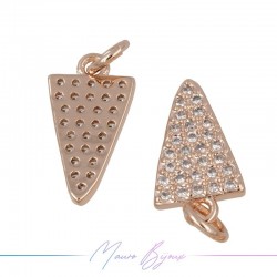 Charms Triangle Zircon Brass Pendant Gold Rose 16.4x8.7mm