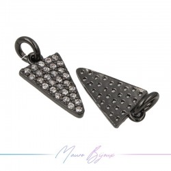 Charms Triangle Zircon Brass Pendant Gun Metal 16.4x8.7mm