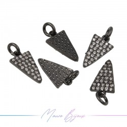 Charms Triangle Zircon Brass Pendant Gun Metal 16.4x8.7mm