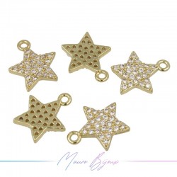 Charms Star Zircon Brass Pendant Gold 12.7x10.4mm