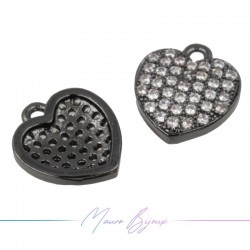 Ciondoli Cuore in Ottone con Zirconi Canna Fucile 9.8x11mm