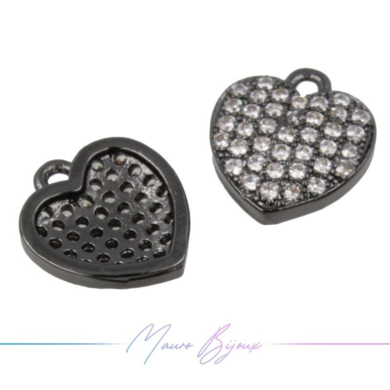 Ciondoli Cuore in Ottone con Zirconi Canna Fucile 9.8x11mm