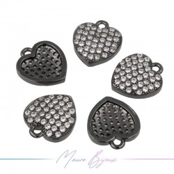 Ciondoli Cuore in Ottone con Zirconi Canna Fucile 9.8x11mm