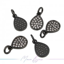 Charms Drop Zircon Brass Pendant Gun Metal 8x12mm