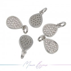 Charms Drop Zircon Brass Pendant Silver 8x12mm