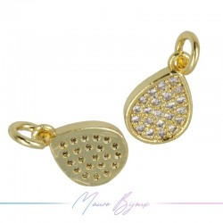 Ciondoli Goccia in Ottone con Zirconi Dorato 8x12mm