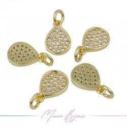 Charms Drop Zircon Brass Pendant Gold 8x12mm
