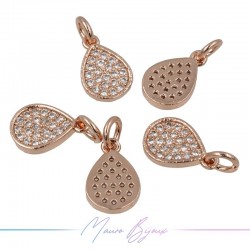 Ciondoli Goccia in Ottone con Zirconi Argento 8x12mm