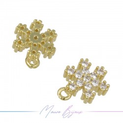 Charms Snowflakes Zircon Brass Pendant Gold 7.3x9.4mm