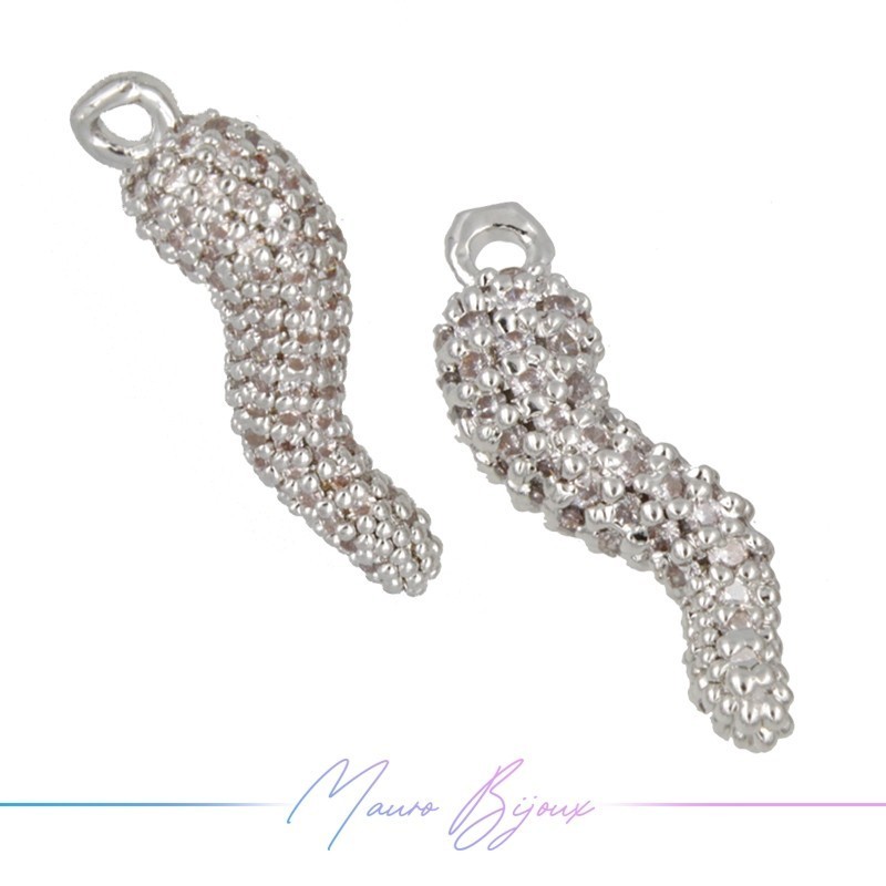 Ciondoli Peperoncino in Ottone con Zirconi Argento 18.6x5.9mm