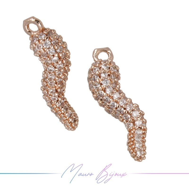 Ciondoli Peperoncino in Ottone con Zirconi Oro Rosa 18.6x5.9mm