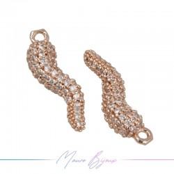 Ciondoli Peperoncino in Ottone con Zirconi Oro Rosa 18.6x5.9mm