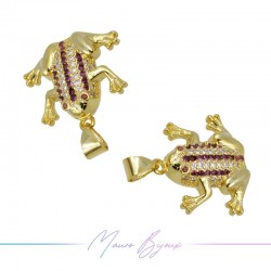 Charms Frog Zircon Brass Pendant Gold Rosso 18.6x18.8mm