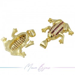 Charms Frog Zircon Brass Pendant Gold Rosso 18.6x18.8mm