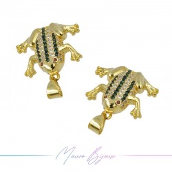 Ciondoli Rana in Ottone con Zirconi Dorato Verde 18.6x18.8mm