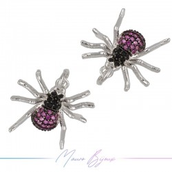 Ciondoli Ragni in Ottone con Zirconi Argento 17.4x18.9mm