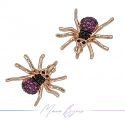 Ciondoli Ragni in Ottone con Zirconi Oro Rosa 17.4x18.9mm