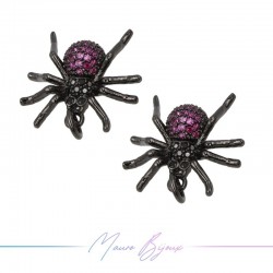 Charms Spiders Zircon Brass Pendant Gun Metal17.4x18.9mm