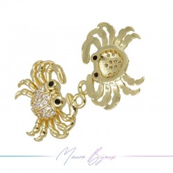 Charms Crabs Zircon Brass Pendant Gold 15.3x17.3mm