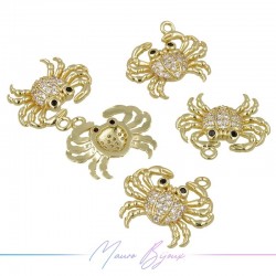 Ciondoli Granchi in Ottone con Zirconi Dorato 15.3x17.3mm