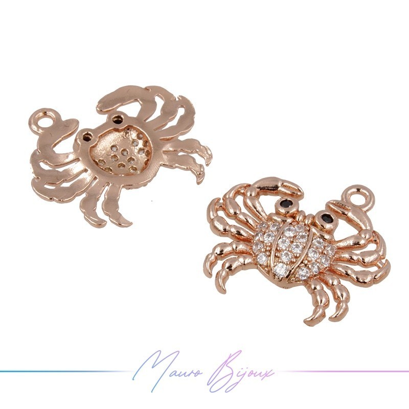 Ciondoli Granchi in Ottone con Zirconi Oro Rosa 15.3x17.3mm