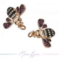 Ciondoli Insetti in Ottone con Zirconi Oro Rosa 15.5x18.9mm