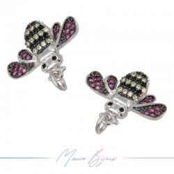 Charms Insects Zircon Brass Pendant Silver 15.5x18.9mm