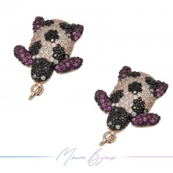 Charms Turtle Zircon Brass Pendant Gold Rose 16.7x20.2mm