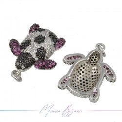 Charms Turtle Zircon Brass Pendant Silver 16.7x20.2mm