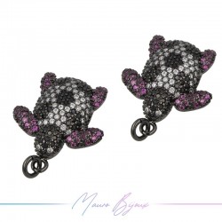 Charms Turtle Zircon Brass Pendant Gun Metal 16.7x20.2mm