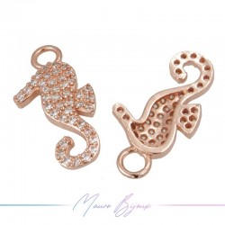 Ciondoli a Cavalluccio Marino  in Ottone con Zirconi Oro Rosa 11.6x22mm