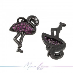 Charms Flamingos Zircon Brass Pendant Gun Metal 18.3x11mm