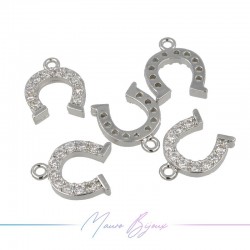 Charms Horseshoe Zircon Brass Pendant Silver 12.7x 10mm