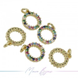 Ciondoli a Cerchio in Ottone con Zirconi Dorato Multicolor 11.2x9.8mm