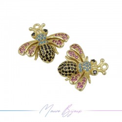 Ciondoli Ape in Ottone con Zirconi Dorato Multicolor 17.6x19.5mm