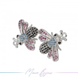Ciondoli Ape in Ottone con Zirconi Argento Multicolor 17.6x19.5mm